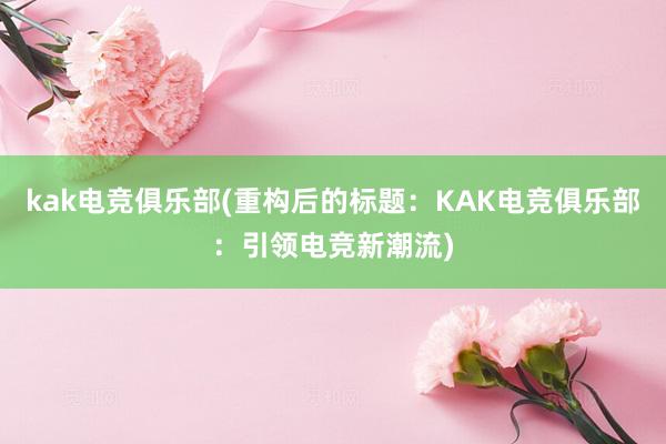 kak电竞俱乐部(重构后的标题：KAK电竞俱乐部：引领电竞新潮流)