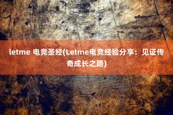 letme 电竞圣经(Letme电竞经验分享：见证传奇成长之路)