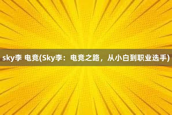 sky李 电竞(Sky李：电竞之路，从小白到职业选手)