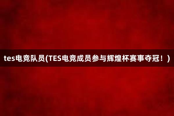 tes电竞队员(TES电竞成员参与辉煌杯赛事夺冠！)