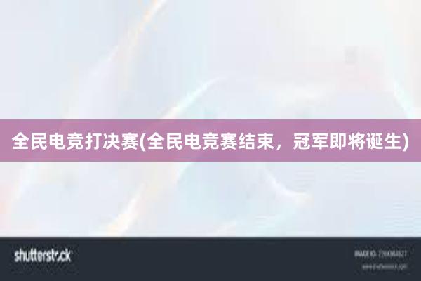 全民电竞打决赛(全民电竞赛结束，冠军即将诞生)