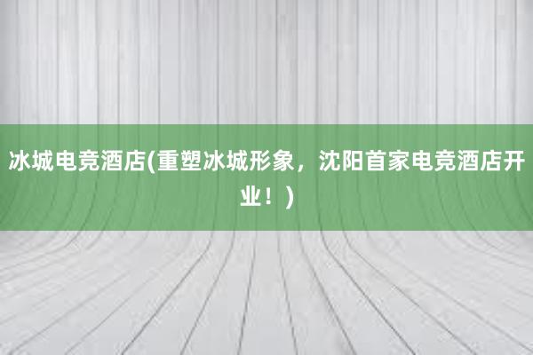 冰城电竞酒店(重塑冰城形象，沈阳首家电竞酒店开业！)