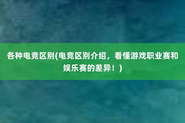 各种电竞区别(电竞区别介绍，看懂游戏职业赛和娱乐赛的差异！)