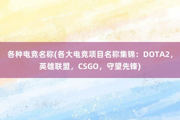 各种电竞名称(各大电竞项目名称集锦：DOTA2，英雄联盟，CSGO，守望先锋)