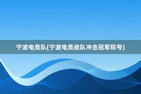 宁波电竞队(宁波电竞战队冲击冠军称号)