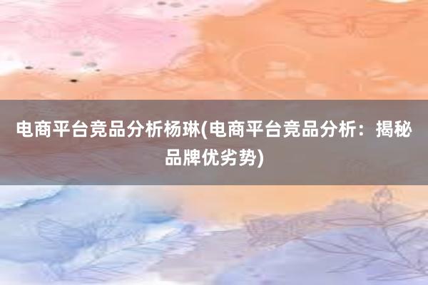 电商平台竞品分析杨琳(电商平台竞品分析：揭秘品牌优劣势)