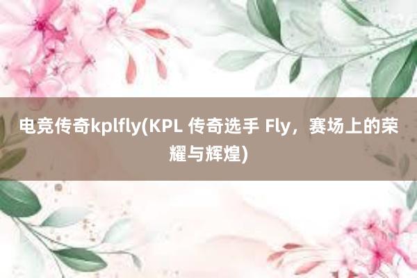 电竞传奇kplfly(KPL 传奇选手 Fly，赛场上的荣耀与辉煌)