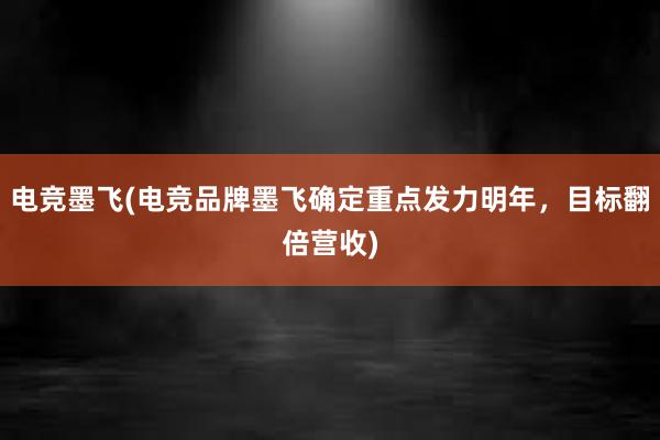 电竞墨飞(电竞品牌墨飞确定重点发力明年，目标翻倍营收)