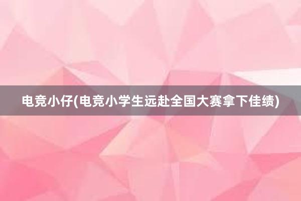 电竞小仔(电竞小学生远赴全国大赛拿下佳绩)