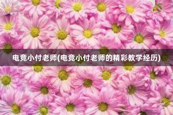 电竞小付老师(电竞小付老师的精彩教学经历)