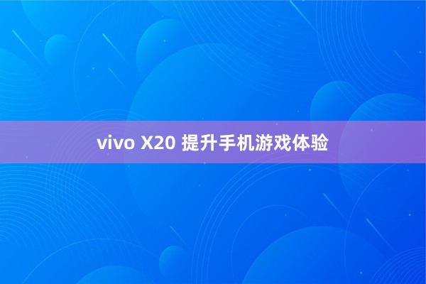 vivo X20 提升手机游戏体验