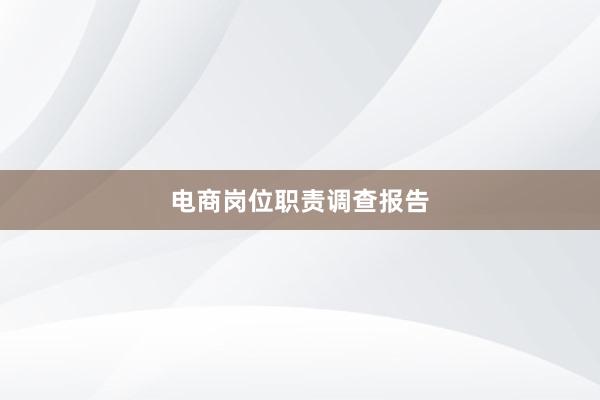 电商岗位职责调查报告