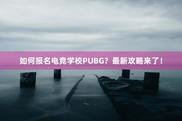 如何报名电竞学校PUBG？最新攻略来了！